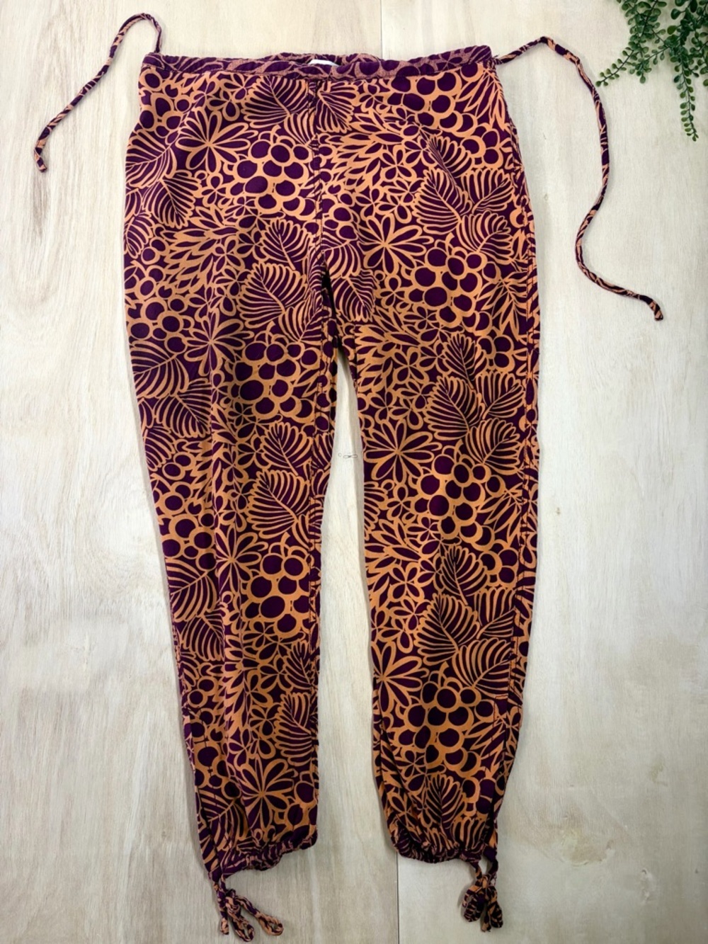 Sundance "This Is Paradise" Floral Jogger Pants - Purple & Mustard -Size SP